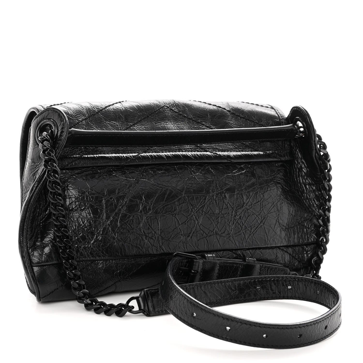 Saint Laurent Crinkled Calfskin Matelasse Monogram Niki Body Bag Black 3 of 12