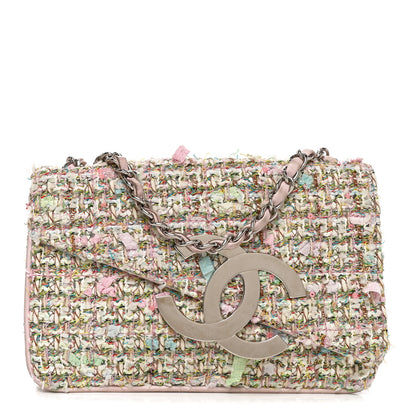 Chanel Tweed Diagonal CC Small Flap Pink Multicolor 1 of 9