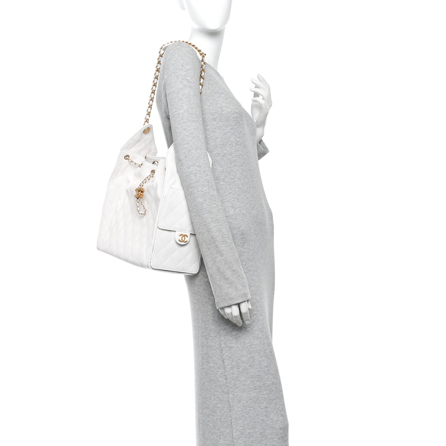 Caviar Quilted Medium Chanel 25 Handbag White