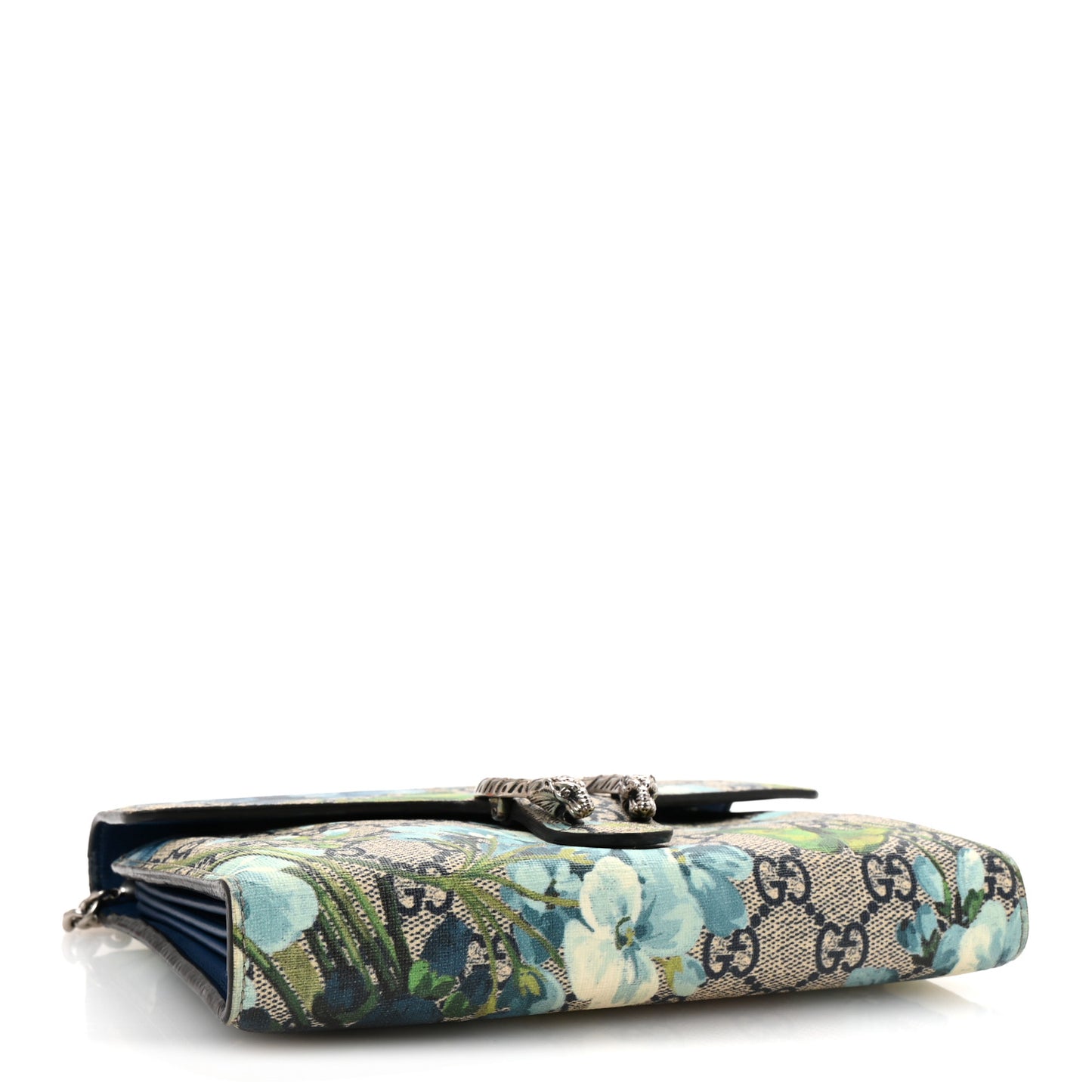 GG Supreme Monogram Blooms Mini Dionysus Chain Wallet Beige Blue Navy Vintage Blue