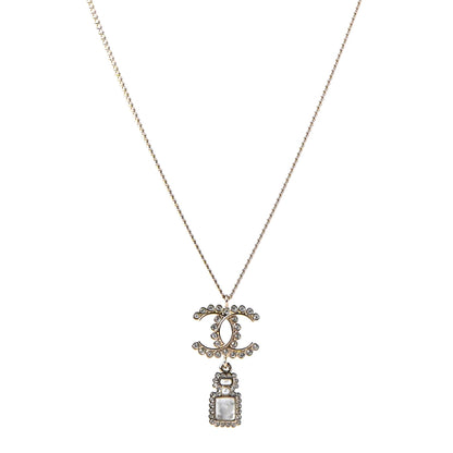 Chanel Crystal Pearl CC Necklace Pearly White Gold 1 of 5