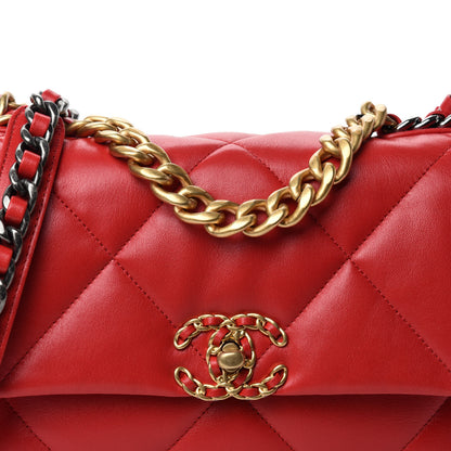 Chanel Lambskin Quilted Medium 19 Flap Red 10 of 11