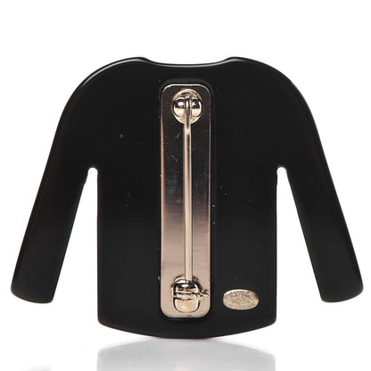 Chanel Resin Sweater CC Brooch Black White 3 of 5
