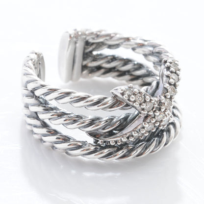 David Yurman Sterling Silver Diamond Multi Cable X Ring 6.5 5 of 7