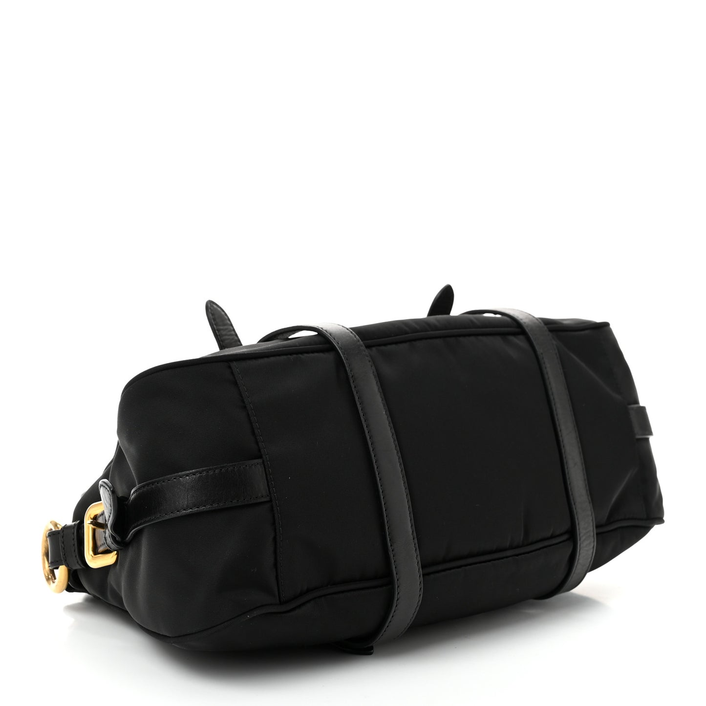 Tessuto Nylon Soft Calfskin Shopping Satchel Black