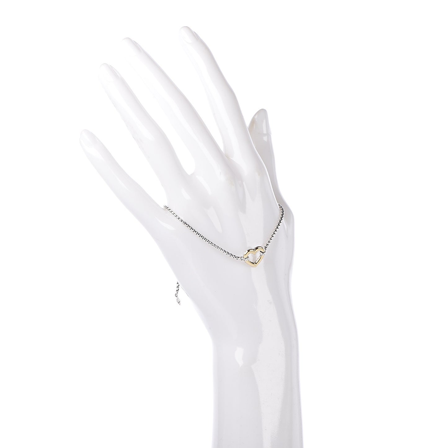 Sterling Silver 18K Yellow Gold Cable Collectibles Heart Station Bracelet