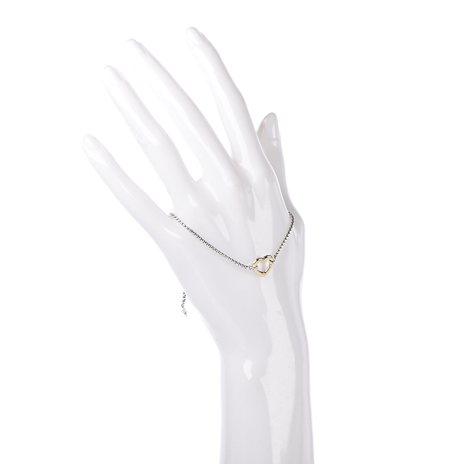David Yurman Sterling Silver 18K Yellow Gold Cable Collectibles Heart Station Bracelet 2 of 4
