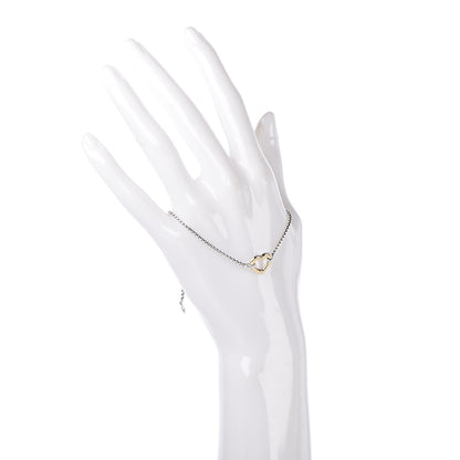 David Yurman Sterling Silver 18K Yellow Gold Cable Collectibles Heart Station Bracelet 2 of 4