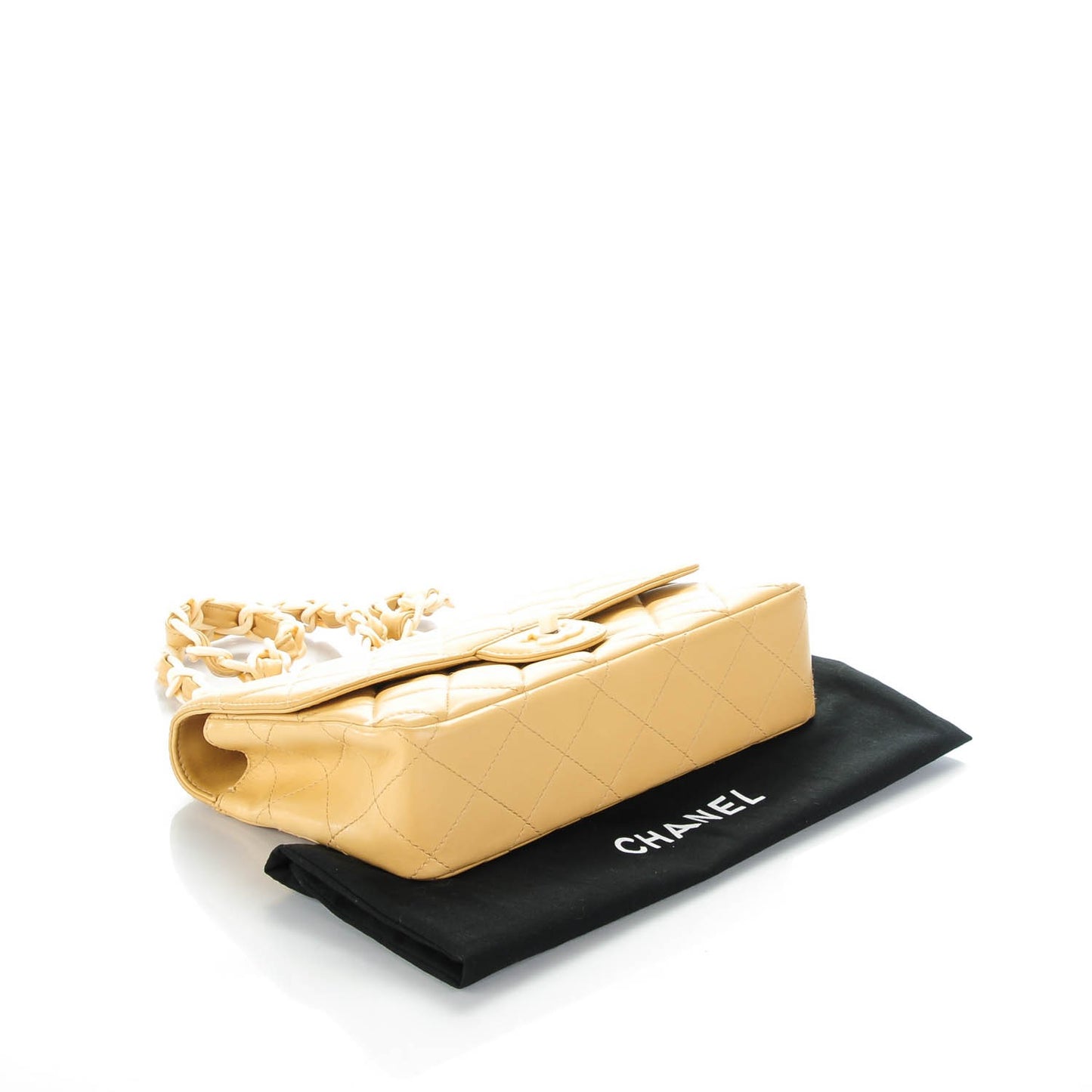 Lambskin Medium Bekko Chain Single Flap Beige