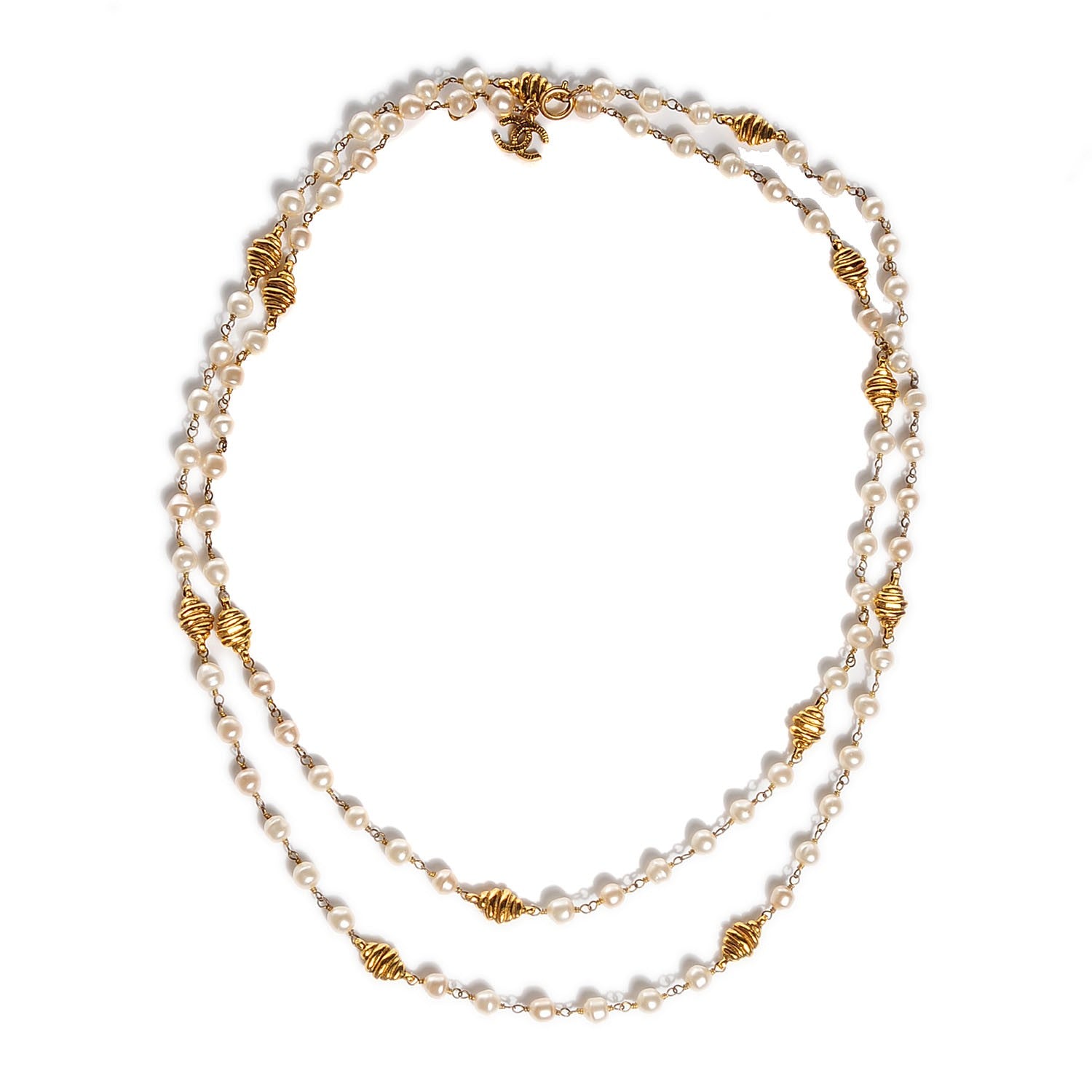 Chanel Irregular Pearl CC Long Necklace Gold 3 of 4