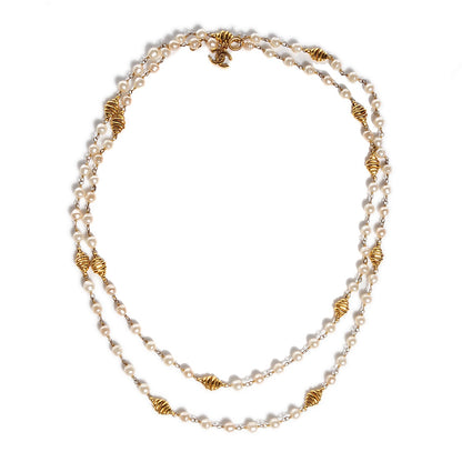 Chanel Irregular Pearl CC Long Necklace Gold 3 of 4