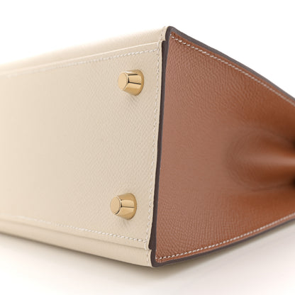 Hermes Epsom Bi-Color Horseshoe Kelly Sellier 25 Craie Gold 10 of 10