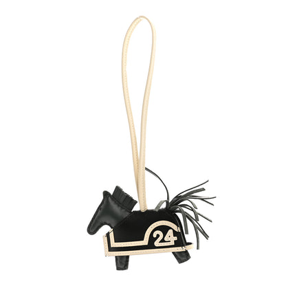 Hermes Milo Lambskin Grigri Rodeo Robeo 24 Bag Charm PM Vert Mangrove Black Craie 1 of 4