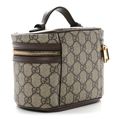 Gucci GG Supreme Monogram Textured Calfskin Web Ophidia Vanity Cosmetic Case Beige Ebony New Acero 3 of 10