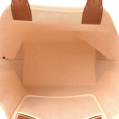 Hermes Military Toile Canvas Swift Steeple 28 Bag Ecru Gold 5 of 11