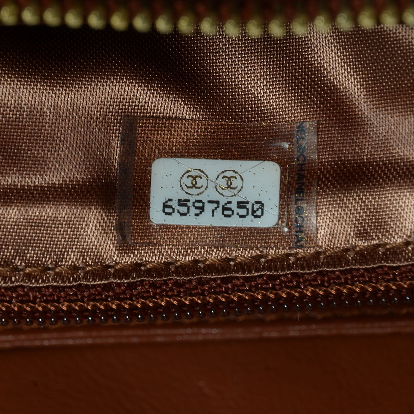 Metallic Caviar Quilted Shoulder Bag Brown