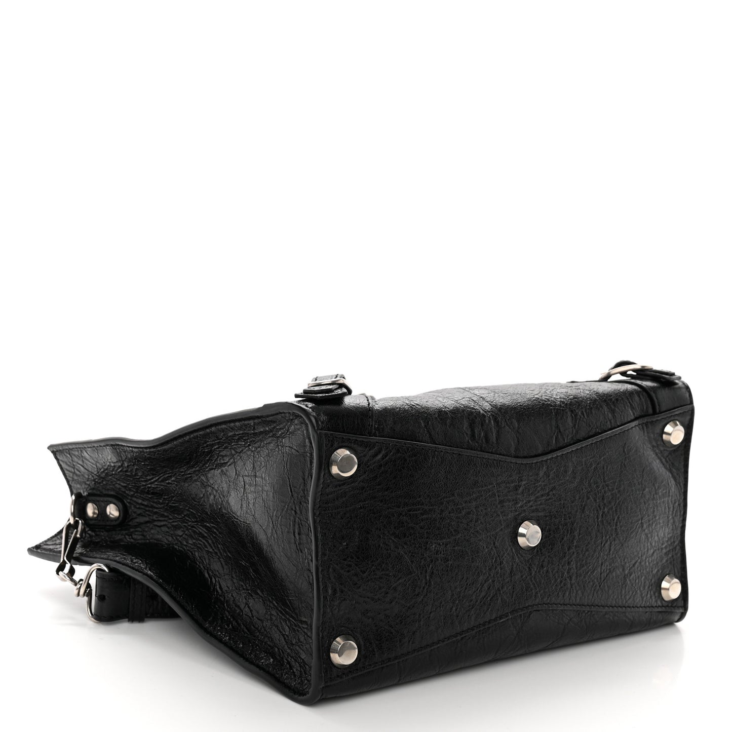 Agneau Arena Neo Classic Silver Hardware Medium Upside Down Tote Black