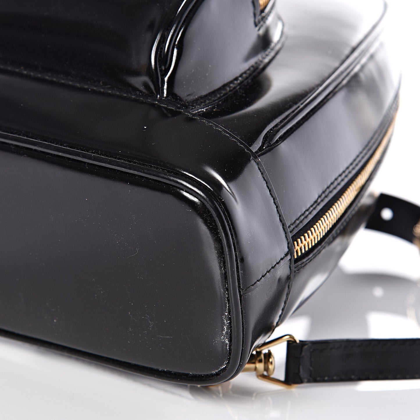 Patent Leather Bamboo Backpack Sling Black