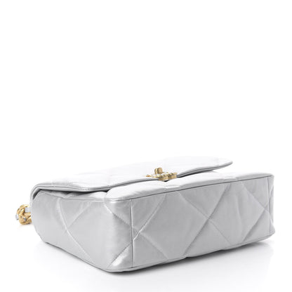 Chanel Metallic Goatskin Quilted Large 19 Flap Silver 3 of 9