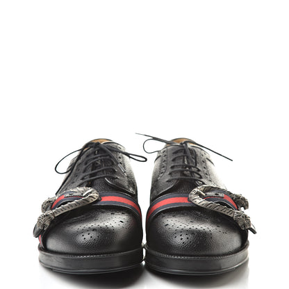Gucci Calfskin Web Mens Queercore Brogue Derby Shoes 9.5 Black 2 of 9