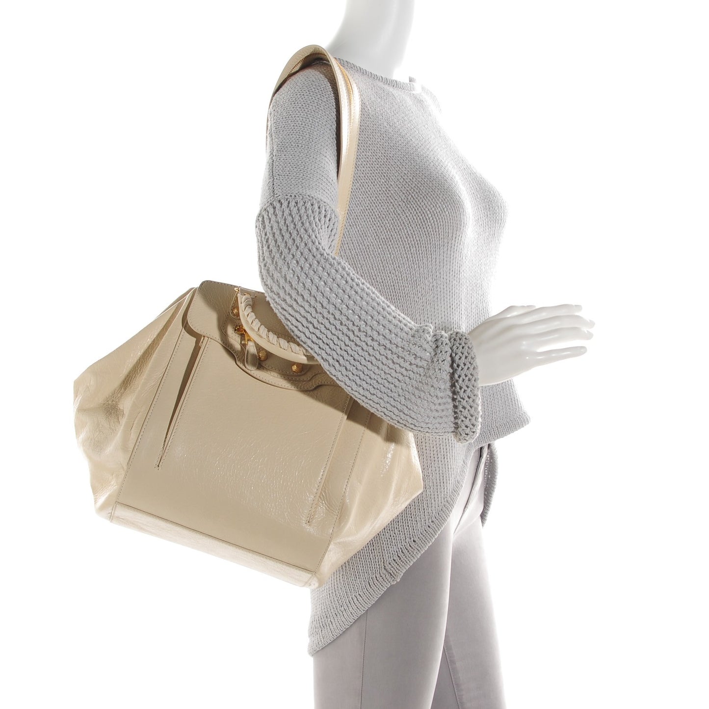 Agneau Giant 12 Gold Hardware Zip Traveler Backpack Blanc Creme Light Craie