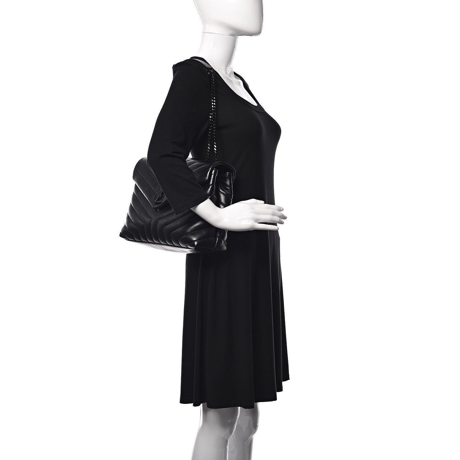 Saint Laurent Calfskin Y Quilted Monogram Medium Loulou Chain Satchel Black 2 of 11