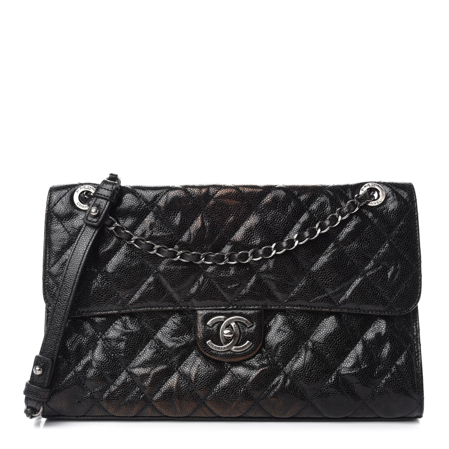 Chanel Crumpled Grained Calfskin Jumbo CC Crave Flap Black 1 of 14