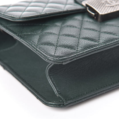 Chanel Goatskin Quilted Small CC University Top Handle Flap Dark Green 5 of 10