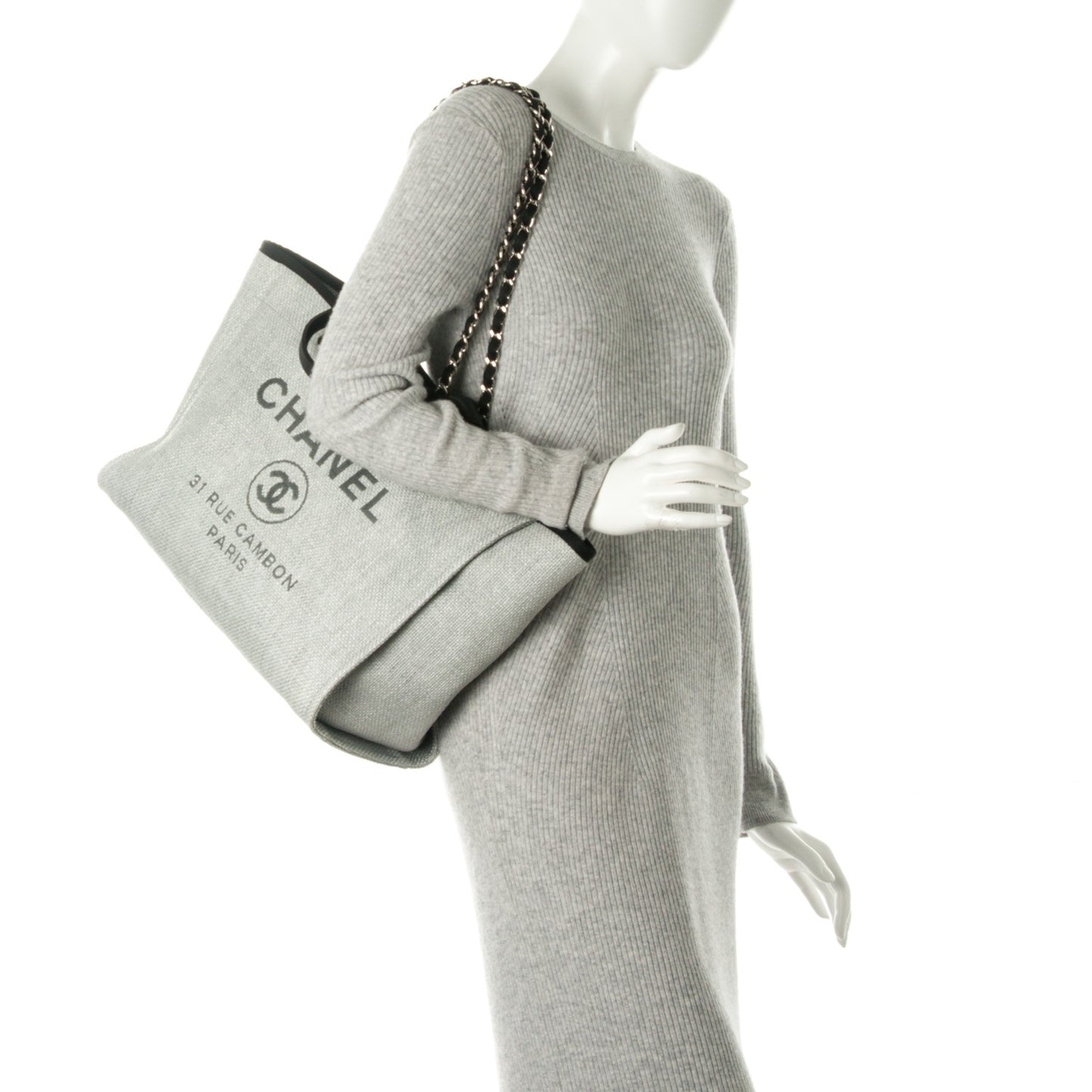 Woven Straw Raffia Deauville Large Tote Grey