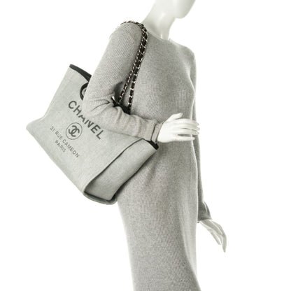 Chanel Woven Straw Raffia Deauville Large Tote Grey 2 of 9