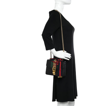 Gucci Calfskin Mini Sylvie Chain Shoulder Bag Black 2 of 16