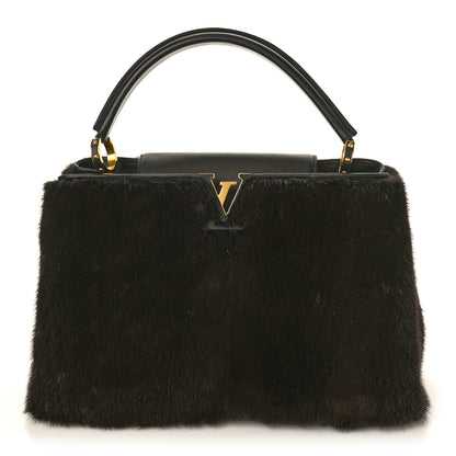 Louis Vuitton Mink Fur Capucines MM Dark Brown 1 of 9
