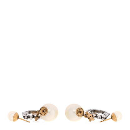 Christian Dior Pearl Crystal J'Adior Rectangle Tribales Earrings Antique Gold 3 of 5