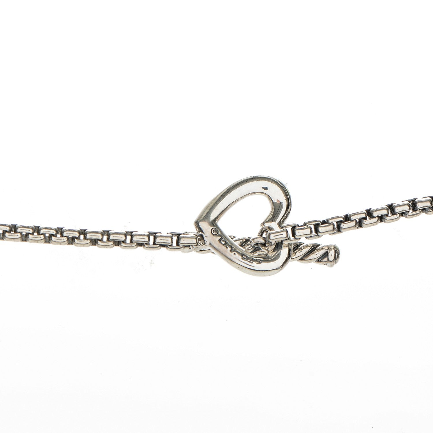 David Yurman Sterling Silver Cable Heart Chain Necklace 6 of 7
