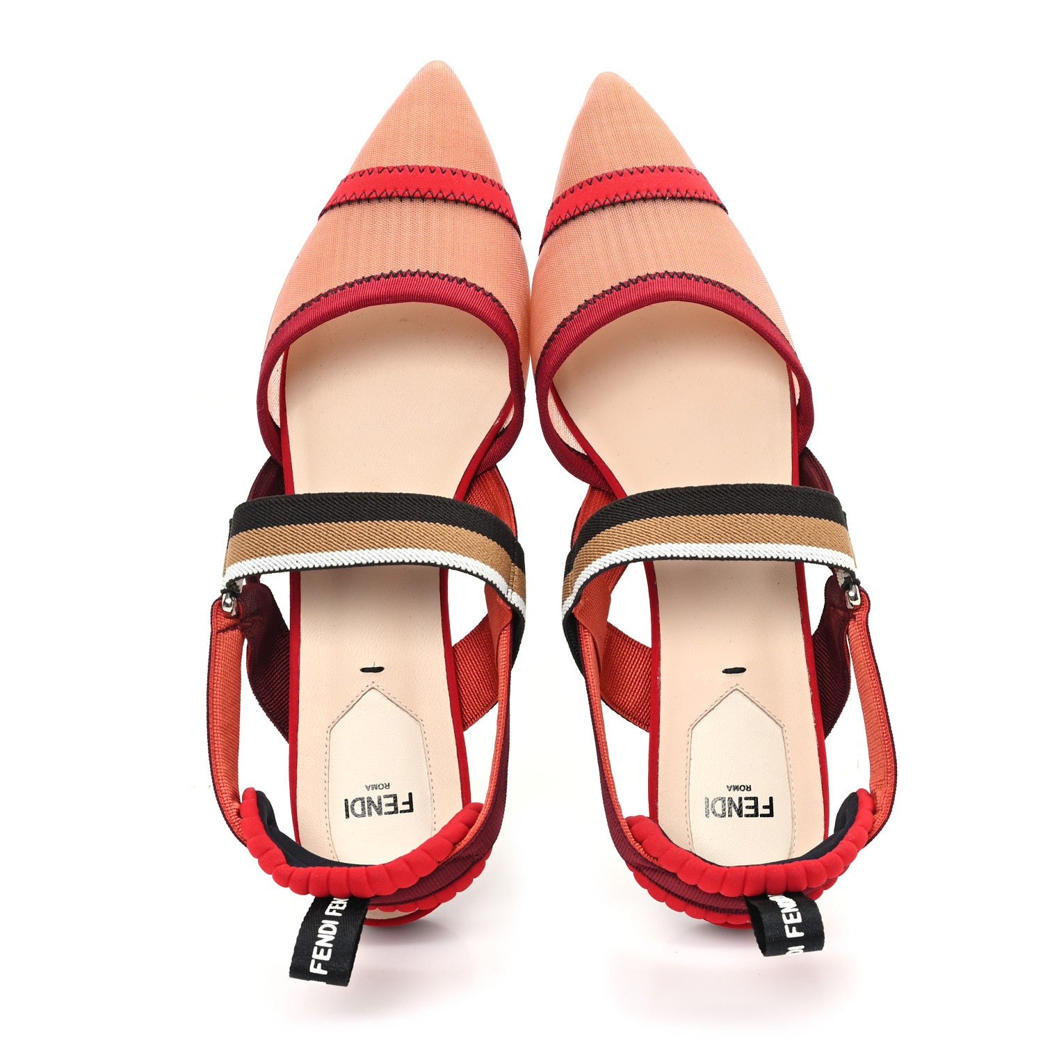 Fendi Technical Mesh Colibri Slingback Ballerina Flats 40 Fragola Mou Fango Ruggine 2 of 8