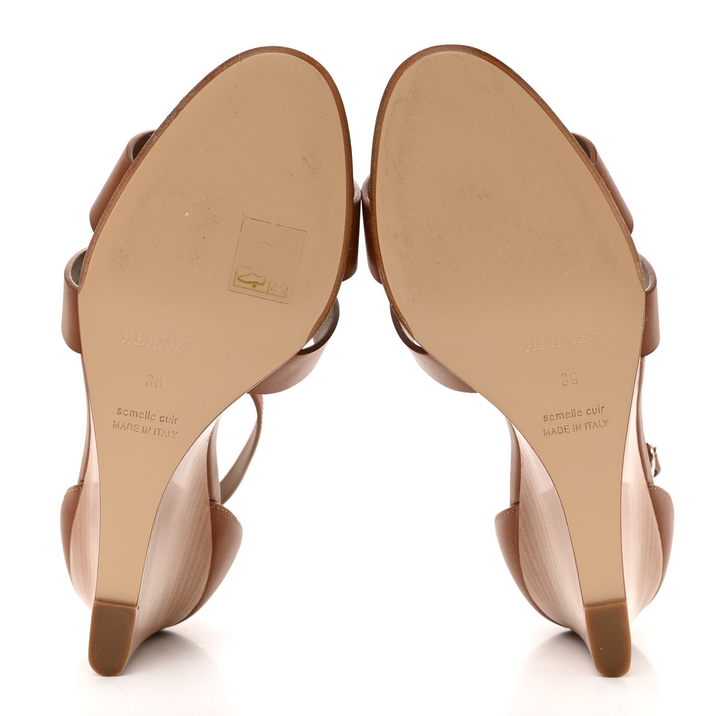 Calfskin Legend Wedge Sandals 38 Gold