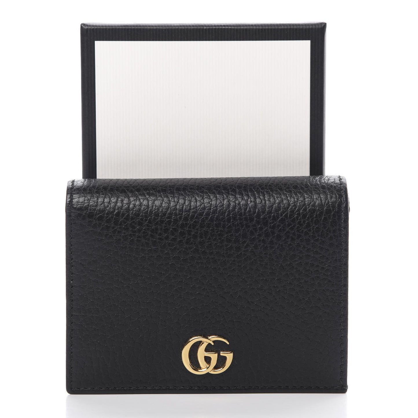 Pebbled Calfskin GG Marmont Card Case Black