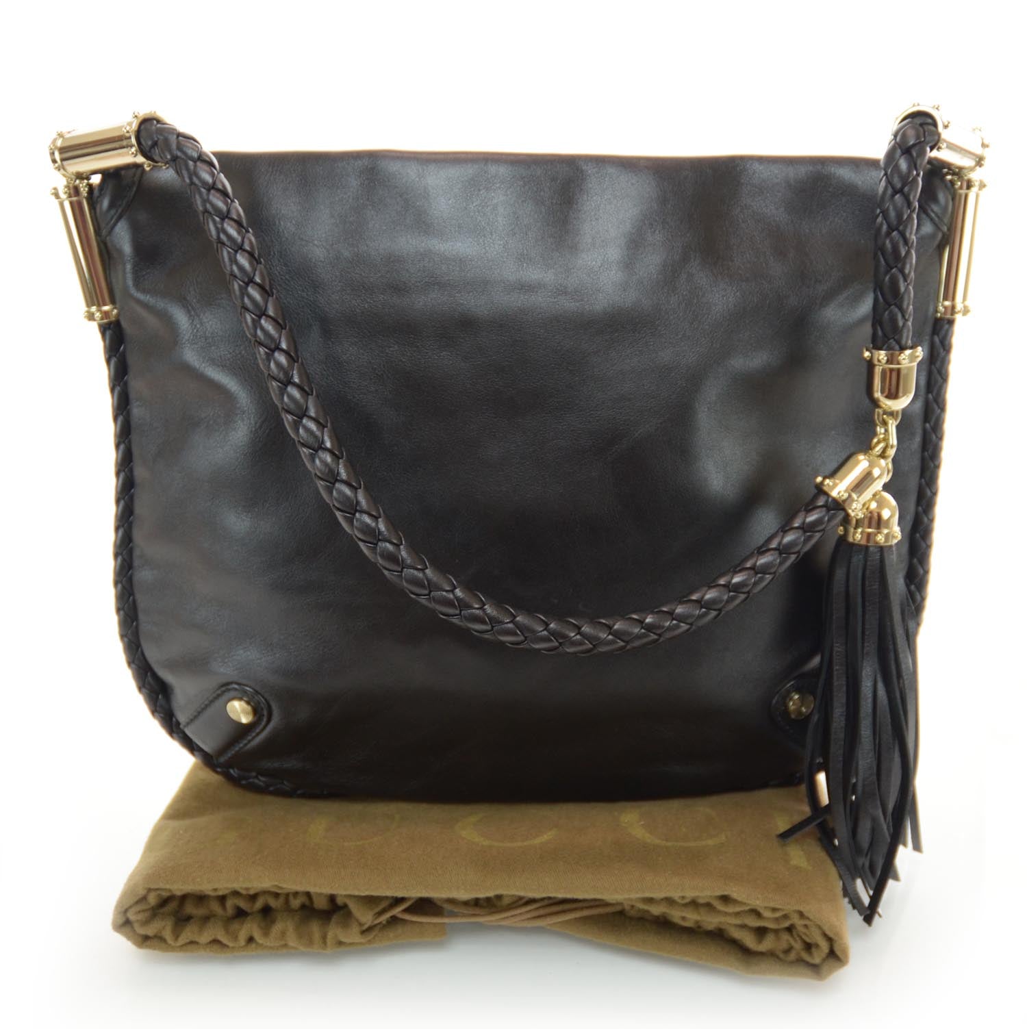 Gucci Leather Britt Tassel Shoulder Bag Black 3 of 7