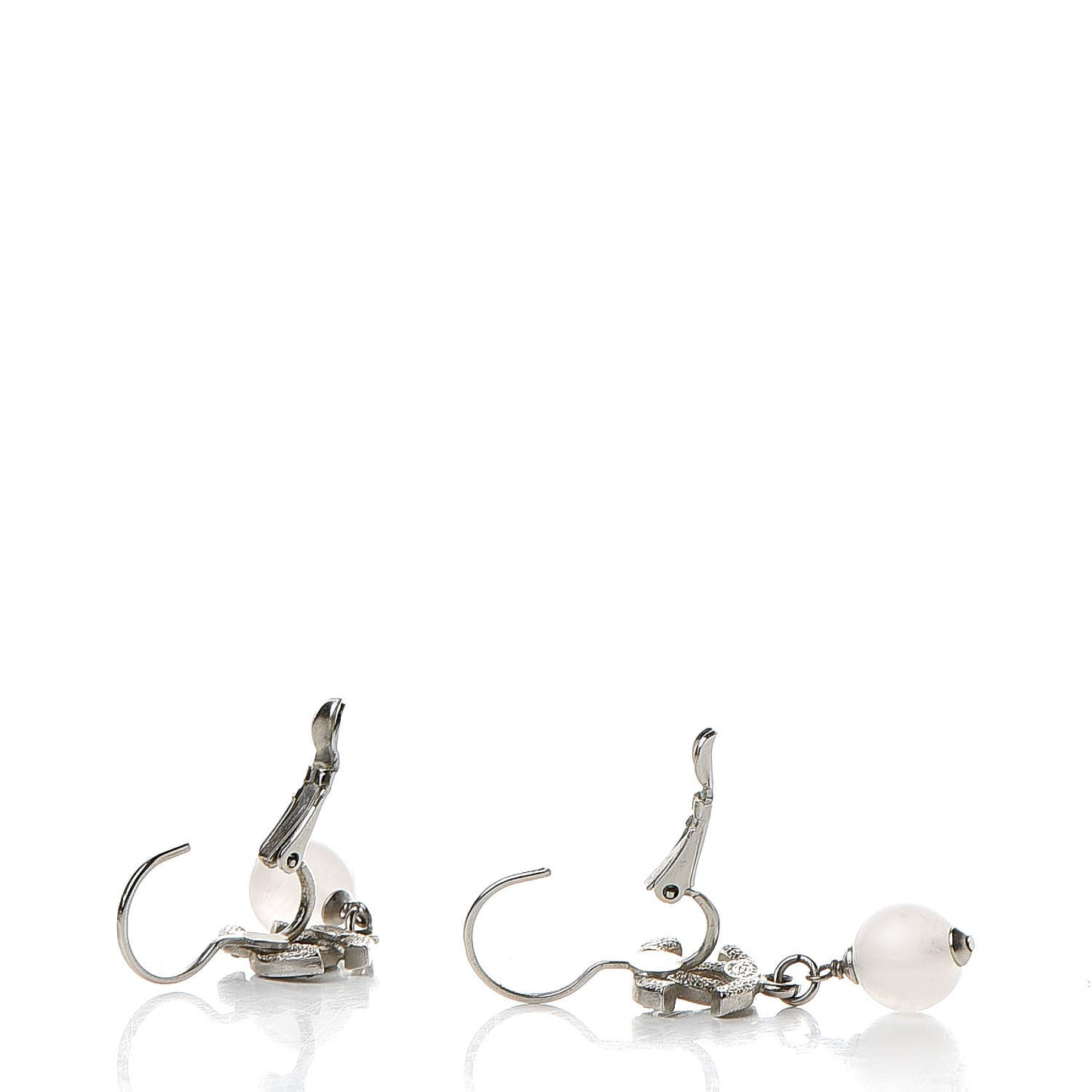 Resin Crystal CC Drop Earrings Silver