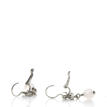 Chanel Resin Crystal CC Drop Earrings Silver 3 of 5