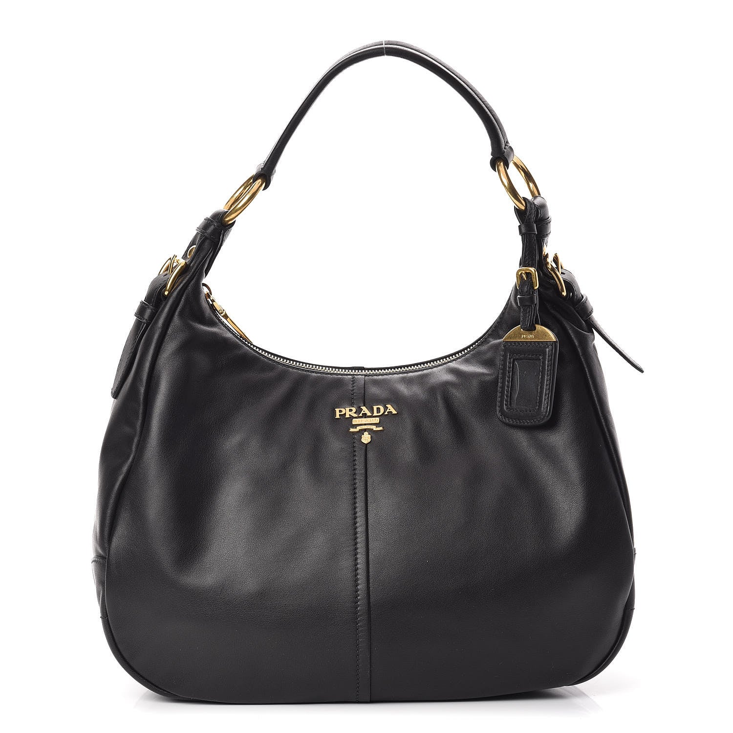 Prada Soft Calfskin Hobo Black 1 of 12