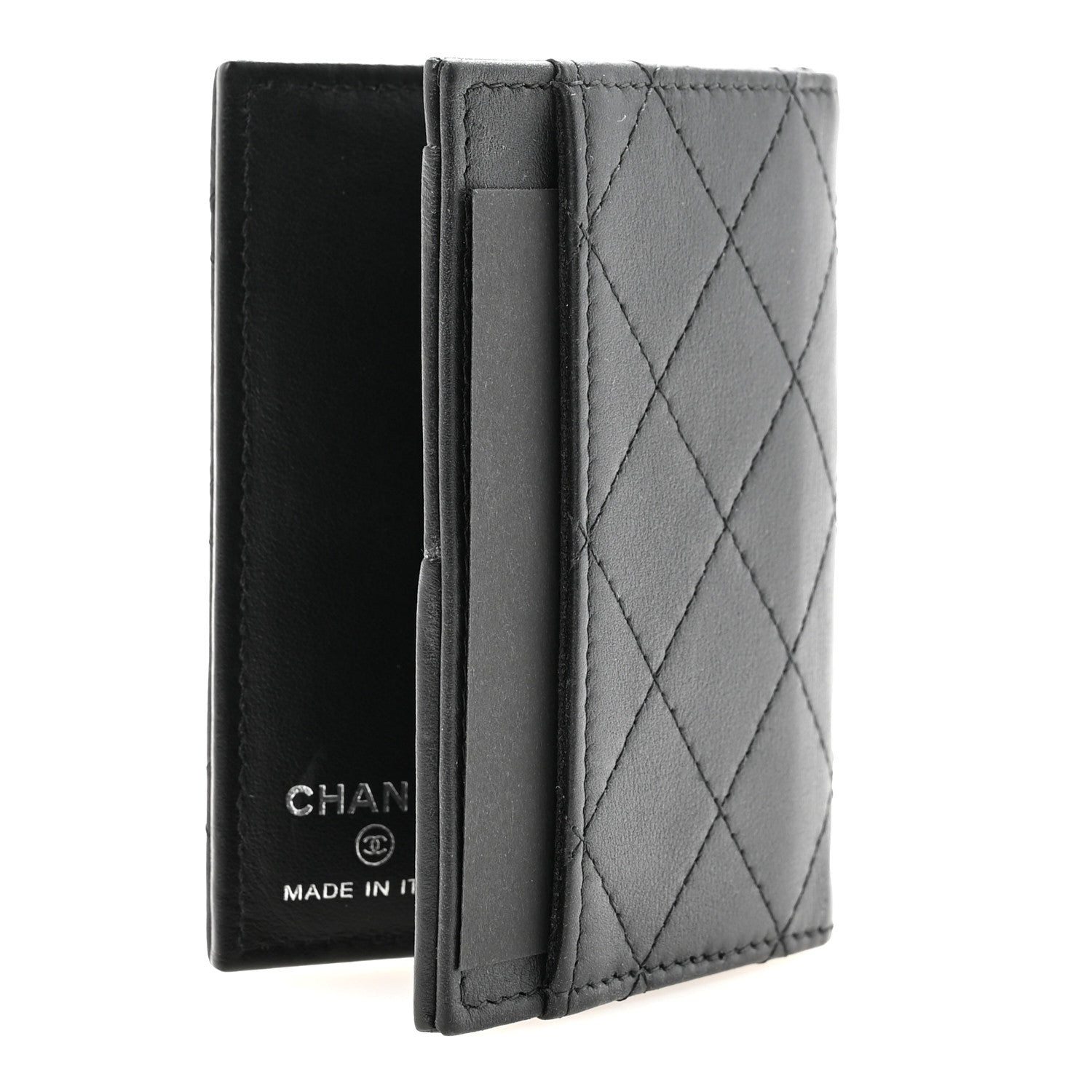 Chanel Calfskin Quilted Card Holder Wallet So Black 3 of 8