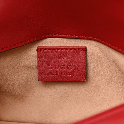 Gucci Calfskin Matelasse Super Mini GG Marmont Shoulder Bag Hibiscus Red 6 of 11