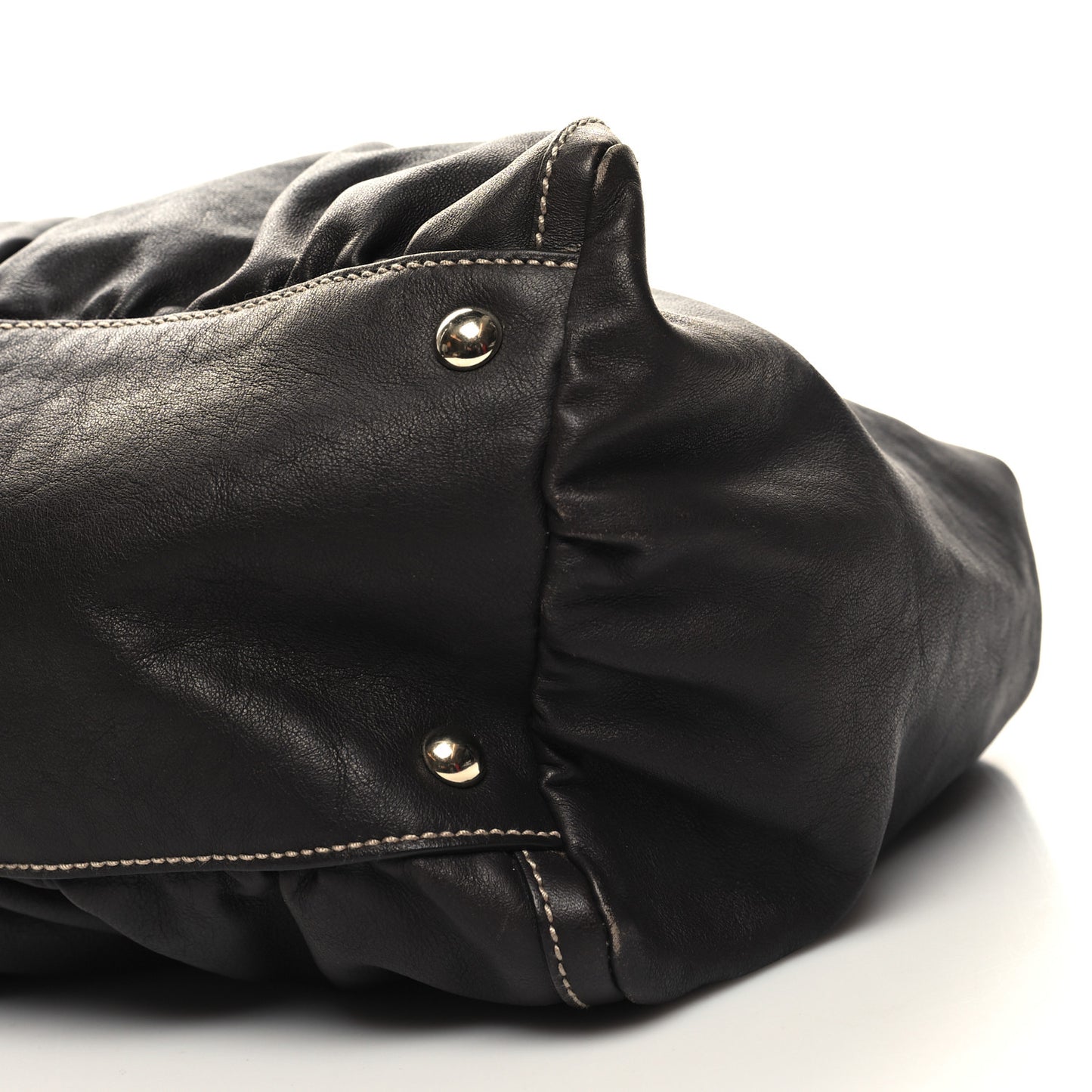 Calfskin Large D Gold Ring Shoulder Bag Chocolate