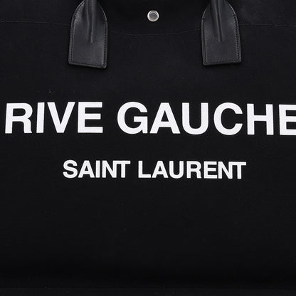 Saint Laurent Linen Calfskin Rive Gauche Tote Black 8 of 10