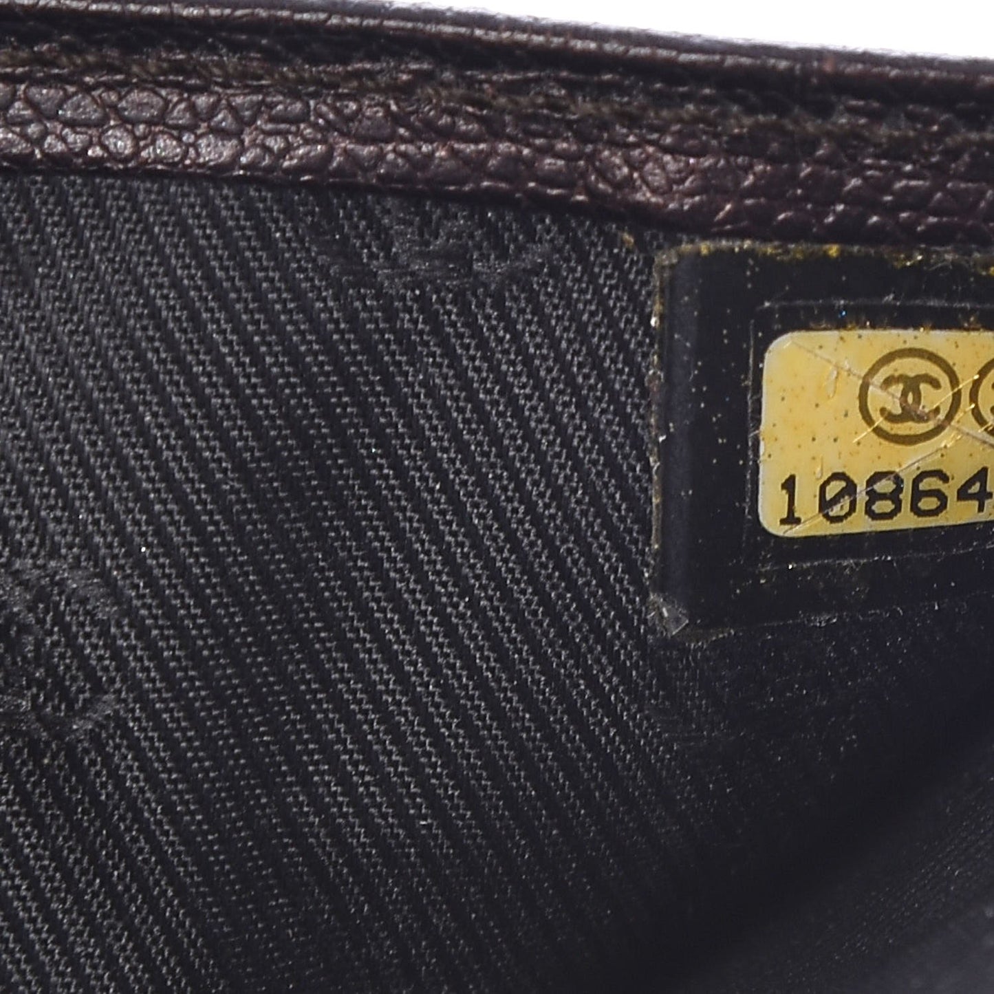 Grained Calfskin CC Button Compact Wallet Dark Brown