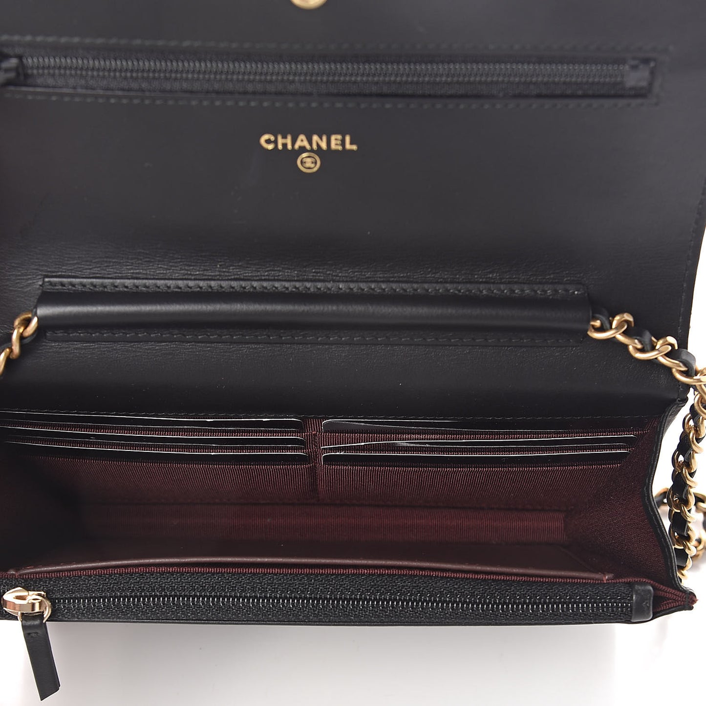 Aged Calfskin Quilted Lucky Charms 2.55 Reissue Wallet On Chain WOC Black