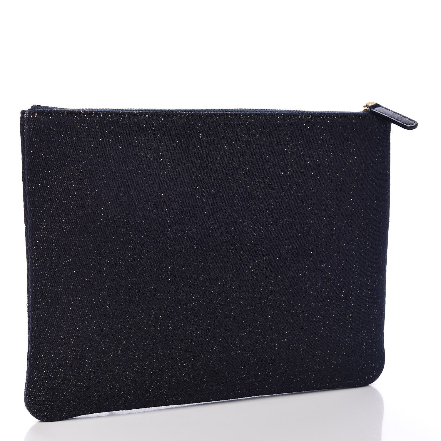 Chanel Lurex Canvas Medium Deauville Cosmetic Pouch Navy Blue Gold 3 of 7