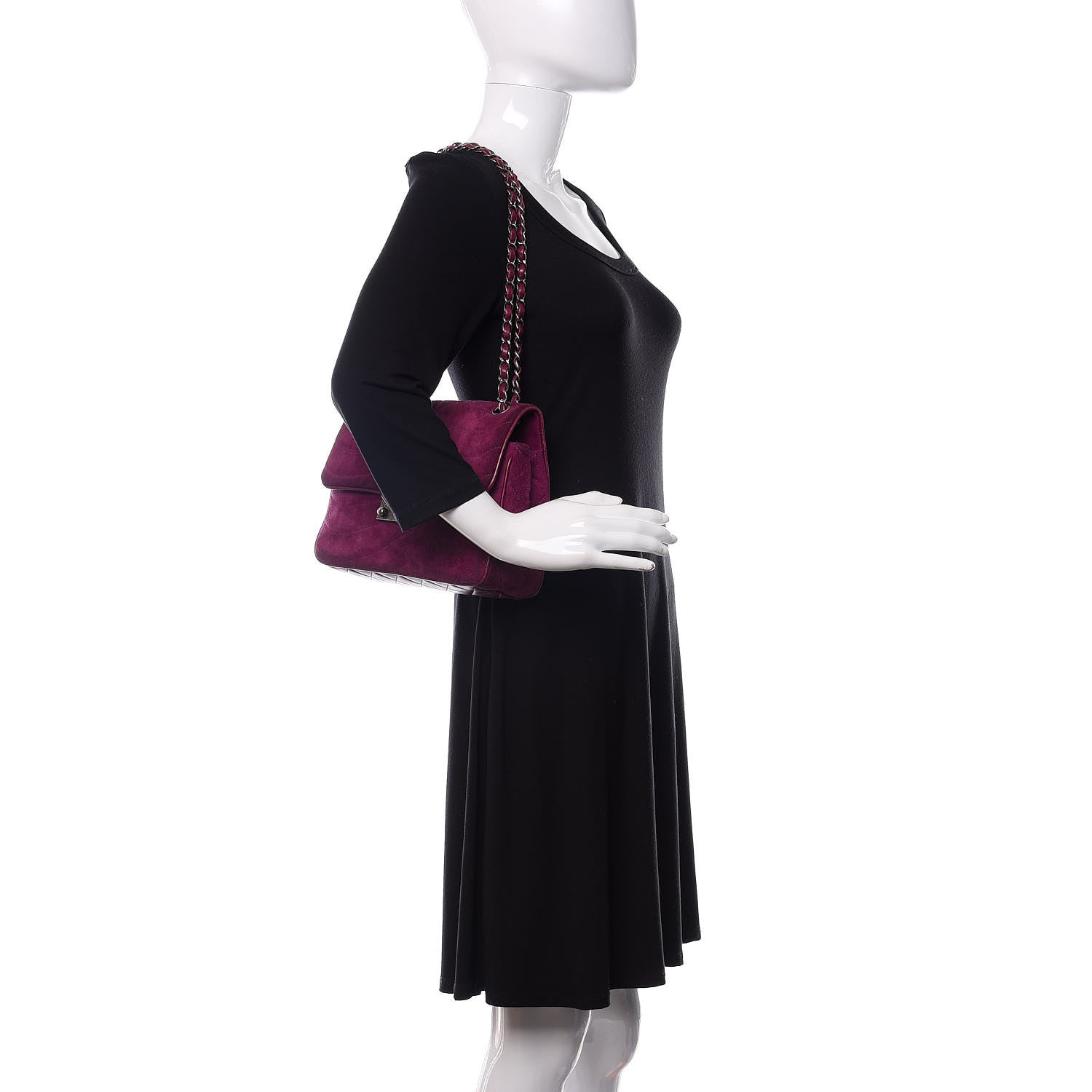 Chanel Suede Lambskin Scallop Quilted Medium Pagoda Flap Purple 2 of 10