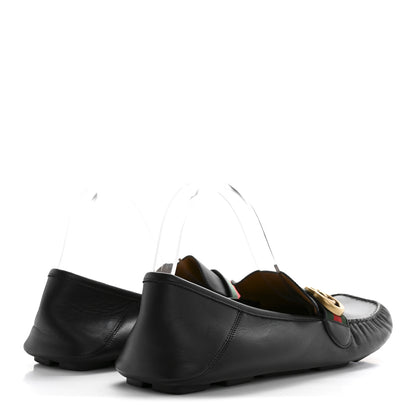 Gucci Velvety Calfskin Web Mens Noel Driver Loafers 12.5 Blue 4 of 12